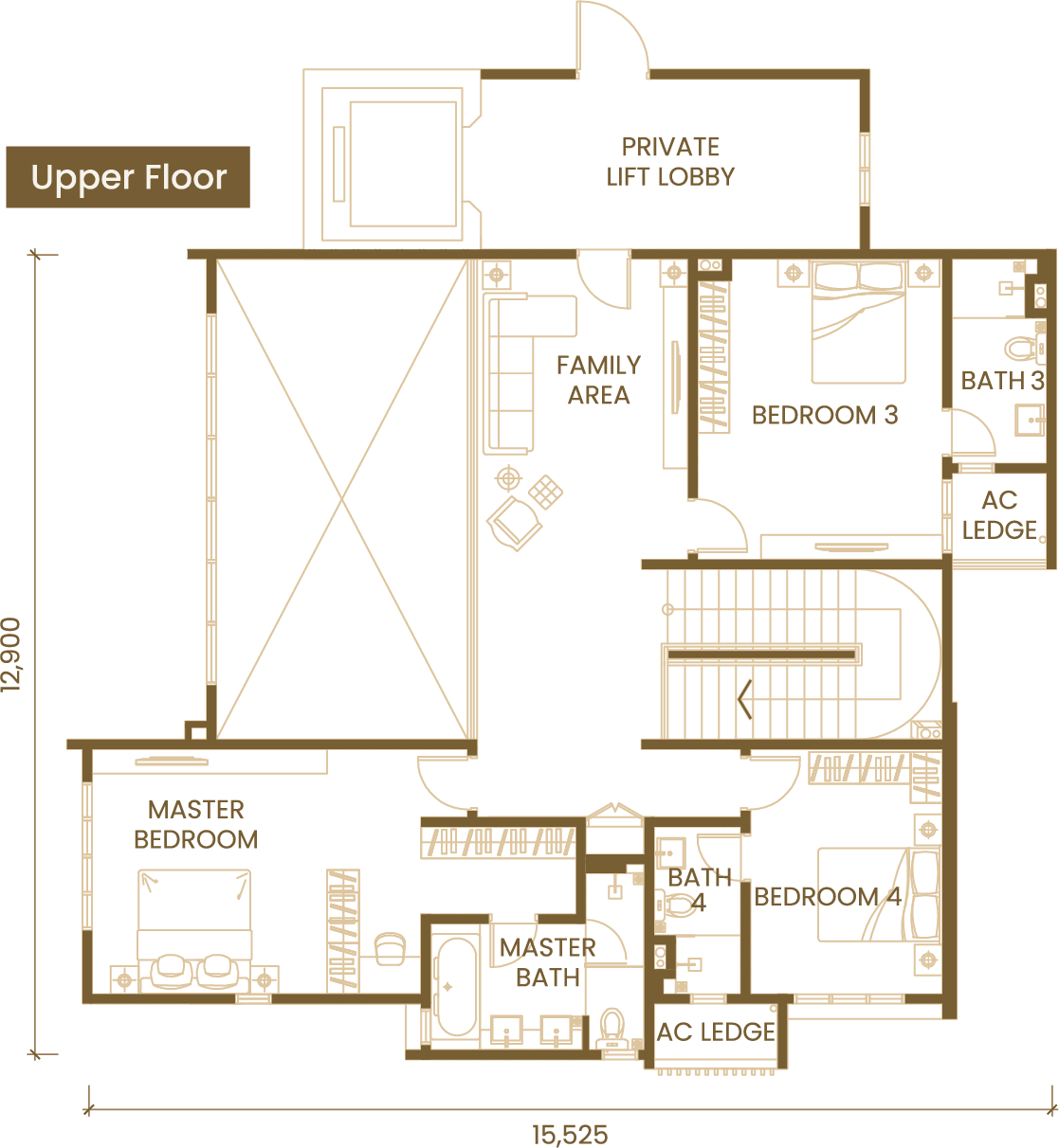 Type F upper floor plan